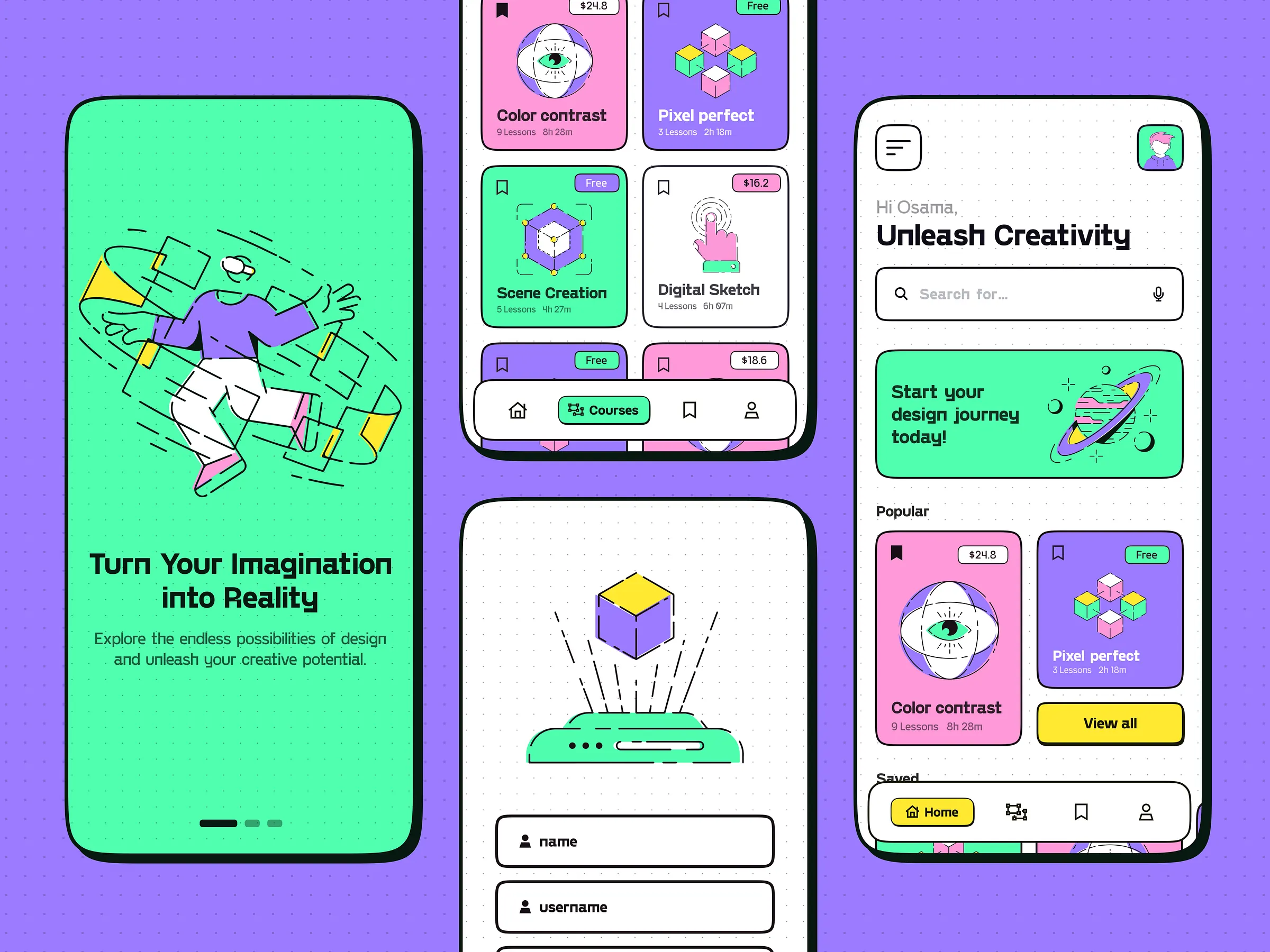 PXTutor Design Learning App Interface